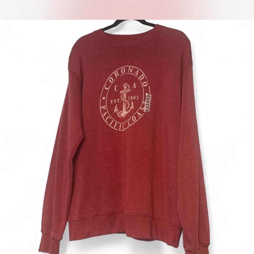 Ocean Beach Sportswear Unisex Crewneck Sweater in red.